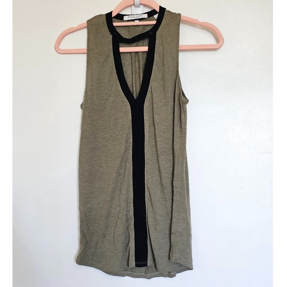 Bella Luxx Micro Modal Silk Blend Sleeveless Tank Top, XS, Olive Green